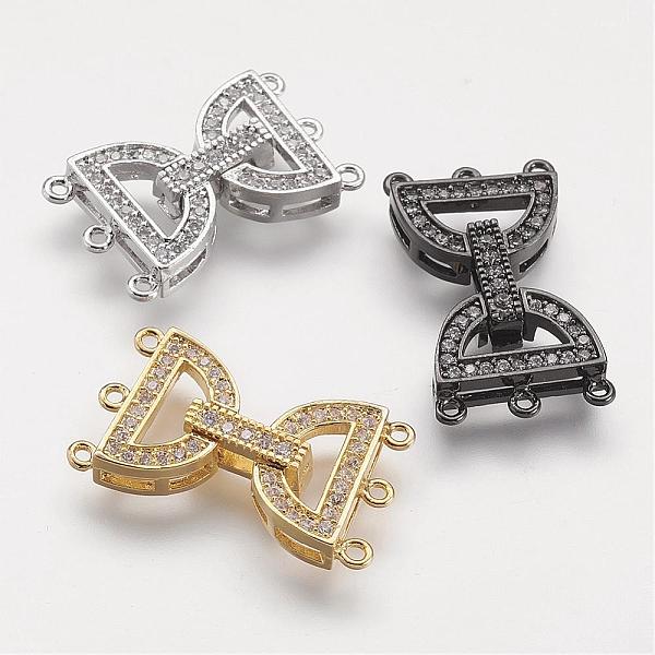 

PandaHall Brass Micro Pave Cubic Zirconia Fold Over Clasps, Mixed Color, 26x15x5mm, Hole: 1mm Brass+Cubic Zirconia Multicolor