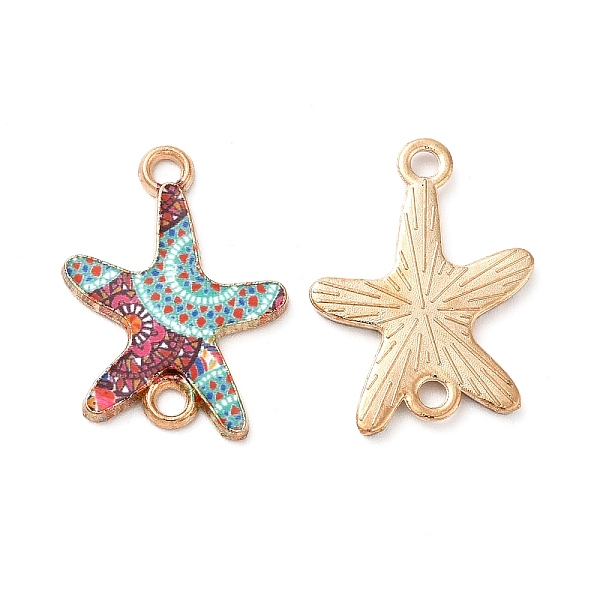 

PandaHall Printed Alloy Connector Charms, Starfish Links, Light Gold, Nickel, Sky Blue, 23x16x1.5mm, Hole: 1.8mm Alloy+Enamel Starfish