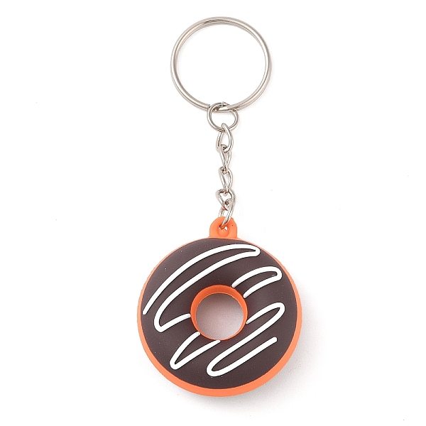 

PandaHall Alloy Keychains, with PVC Pendants, Donut, Coconut Brown, 9.8cm Plastic Donut
