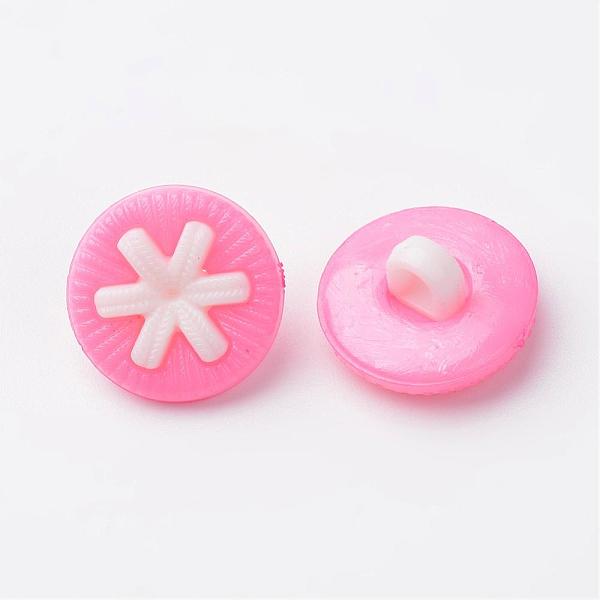 

PandaHall Acrylic Shank Buttons, Flat Round with Flower, Pink, 14x8mm, Hole: 3mm Acrylic Flat Round Pink