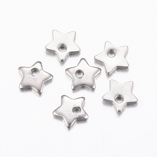 

PandaHall 304 Stainless Steel Charms, Star, Stainless Steel Color, 5.5x6x1mm, Hole: 1mm 304 Stainless Steel Star