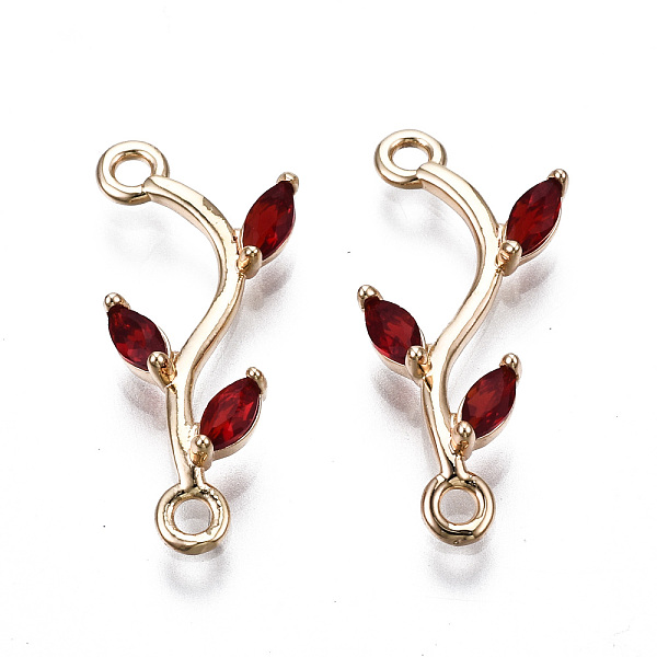 

PandaHall Brass Micro Pave Cubic Zirconia Links Connectors, Light Gold, Long-Lasting Plated, Cadmium Free & Lead Free, Branch, Red...
