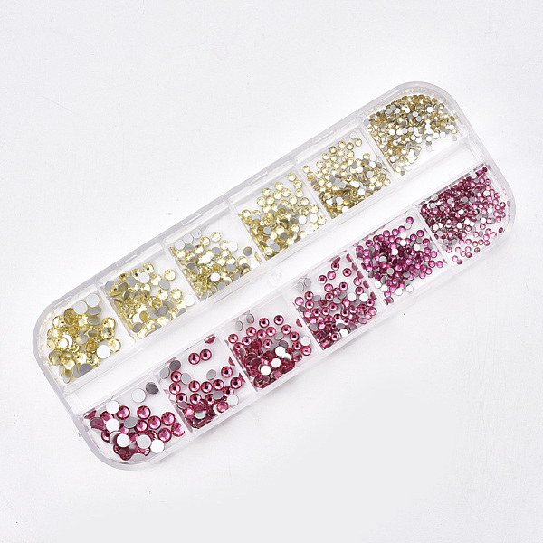 

PandaHall Glass Rhinestone Cabochons, Nail Art Decoration Accessories, Half Round, Mixed Color, 1.5~4x1~1.5mm, about 0.6g/compartment Glass..., Multicolor