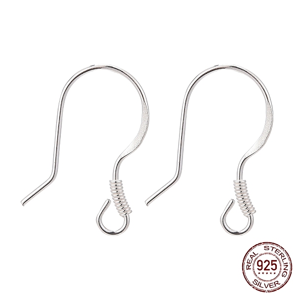 

PandaHall 925 Sterling Silver Earring Hooks, Silver, 14x14mm, Hole: 2mm, 22 Gauge, Pin: 0.6mm Sterling Silver Silver