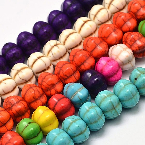 

PandaHall Dyed Synthetic Turquoise Bead Strands, Pumpkin, Mixed Color, 12x8mm, Hole: 1mm, about 868pcs/1000g Synthetic Turquoise Pumpkin..., Multicolor