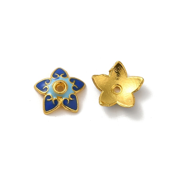

PandaHall Alloy Enamel Beads Caps, Lead Free & Cadmium Free, Multi-Petal Flower, Blue, 13x3.5mm, Hole: 1.5mm Alloy+Enamel Blue