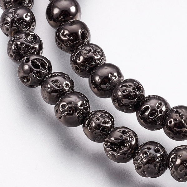 

PandaHall Electroplate Natural Lava Rock Beads Strands, Long-Lasting Plated, Round, Bumpy, Gunmetal Plated, 4.5~5mm, Hole: 0.8mm, about...