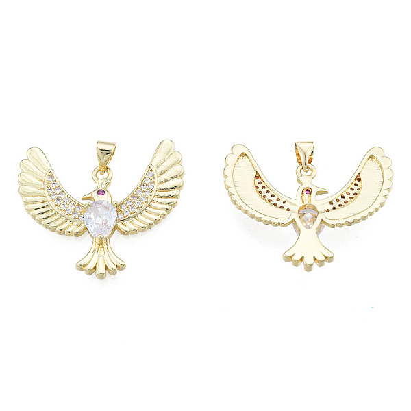 

PandaHall Brass Micro Pave Clear Cubic Zirconia Pendants, with Brass Snap on Bails, Nickel Free, Bird, Real 18K Gold Plated, 28x31x4.5mm...