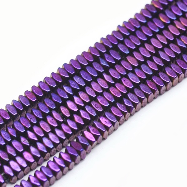 PandaHall Electroplate Non-magnetic Synthetic Hematite Beads Strands, Vacuum Plating, Faceted, Square, Purple Plated, 2x2x1mm, Hole: 0.6mm...