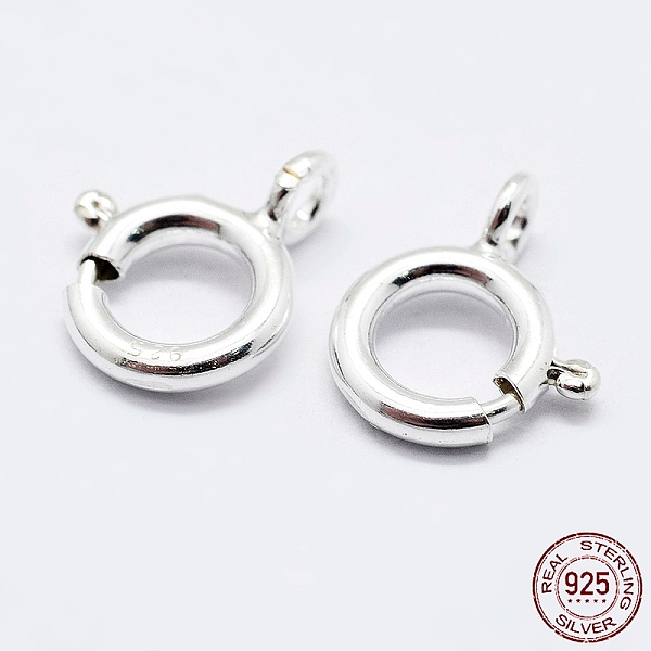 

PandaHall 925 Sterling Silver Spring Ring Clasps, Ring, with 925 Stamp, Silver, 7x6x1mm, Hole: 1.5mm Sterling Silver Silver