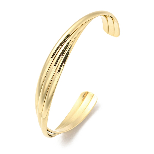 

PandaHall Ion Plating(IP) 304 Stainless Steel Cuff Bangle, Real 18K Gold Plated, Inner Diameter: 2-1/8x2-1/4 inch(5.35x5.75cm) 304 Stainless...
