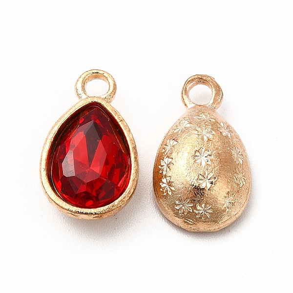 

PandaHall Faceted Glass Rhinestone Pendants, with Golden Tone Zinc Alloy Findings, Teardrop Charms, FireBrick, 15x9x5mm, Hole: 2mm..., Red