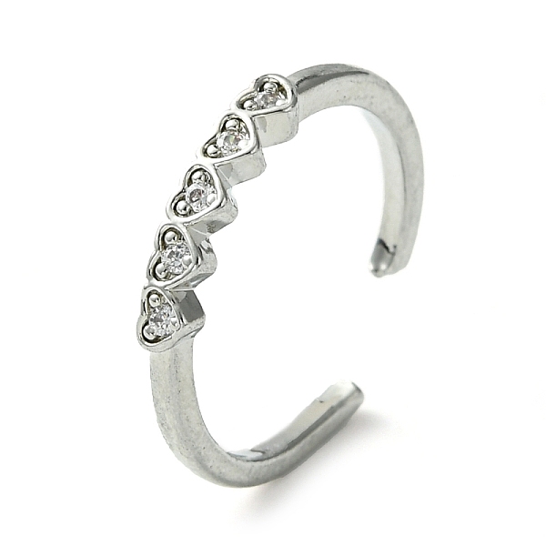 

PandaHall Bass Micro Pave Cubic Zirconia Ring, Long-Lasting Plated, Heart, US Size 8 1/2(18.5mm) Brass+Cubic Zirconia Heart Clear