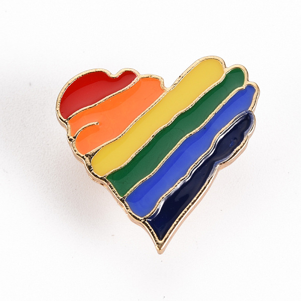 

PandaHall Alloy Enamel Brooches, Enamel Pins, with Brass Butterfly Clutches, Rainbow Heart, Cadmium Free & Nickel Free & Lead Free, Light...