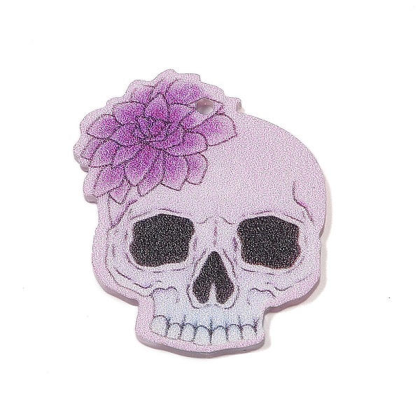 

PandaHall Acrylic Printing Pendants, Skeleton, 39.5x32x1.5x2mm Acrylic Skeleton Purple