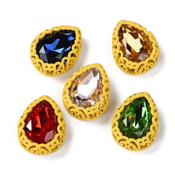 

PandaHall Sew on Rhinestone, Glass Rhinestone, with Brass Findings, Garments Accessories, Teardrop, Mixed Color, Gold, 21x16x7.5mm, Hole...