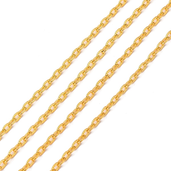 

PandaHall Iron Textured Cable Chains, Unwelded, with Spool, Lead Free, Oval, Golden, 5x3.5x1mm Iron