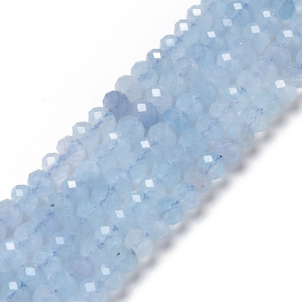 

PandaHall Natural Aquamarine Beads Strands, Rondelle, Faceted, 5~6x3.5~4mm, Hole: 1mm, about 91pcs/strand, 15.3 inch(39m) Aquamarine..., Green