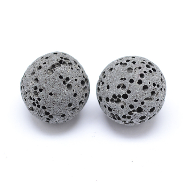 PandaHall Unwaxed Natural Lava Rock Beads, for Perfume Essential Oil Beads, Aromatherapy Beads, Dyed, Round, No Hole/Undrilled, Black, 10mm...