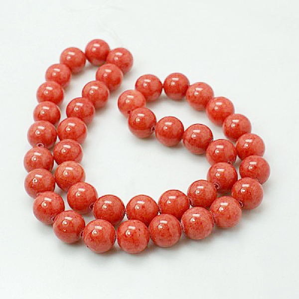 

PandaHall Natural Mashan Jade Round Beads Strands, Dyed, Cerise, 6mm, Hole: 1mm, about 69pcs/strand, 15.7 inch Mashan Jade Round Red
