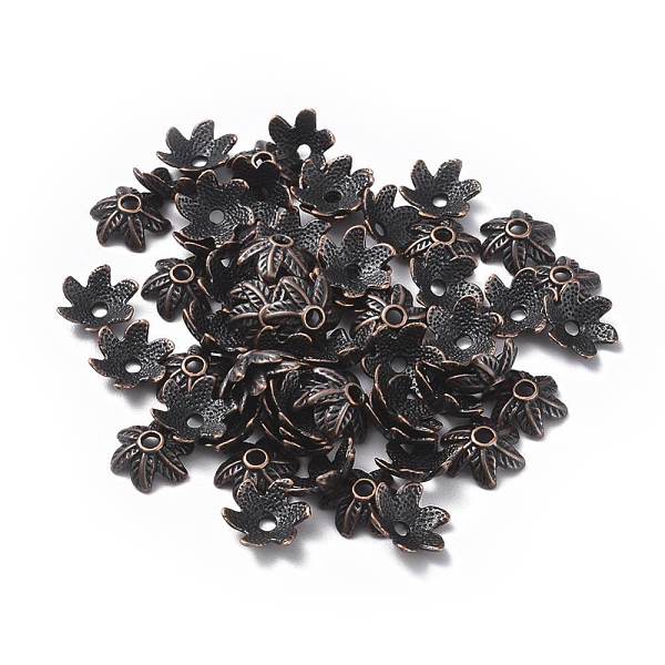 

PandaHall Tibetan Style Bead Caps, Lead Free & Cadmium Free, Red Copper, 11x10x5mm, Hole: 2mm Alloy