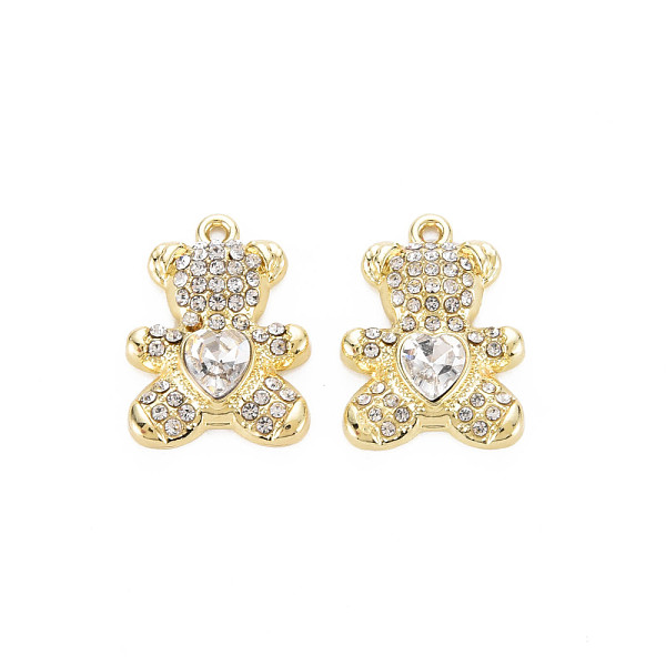 

PandaHall Rack Plating Alloy Pendants, with Rhinestone, Cadmium Free & Nickel Free & Lead Free, Bear, Crystal, 20x15x5mm, Hole: 1.2mm Alloy..., Clear