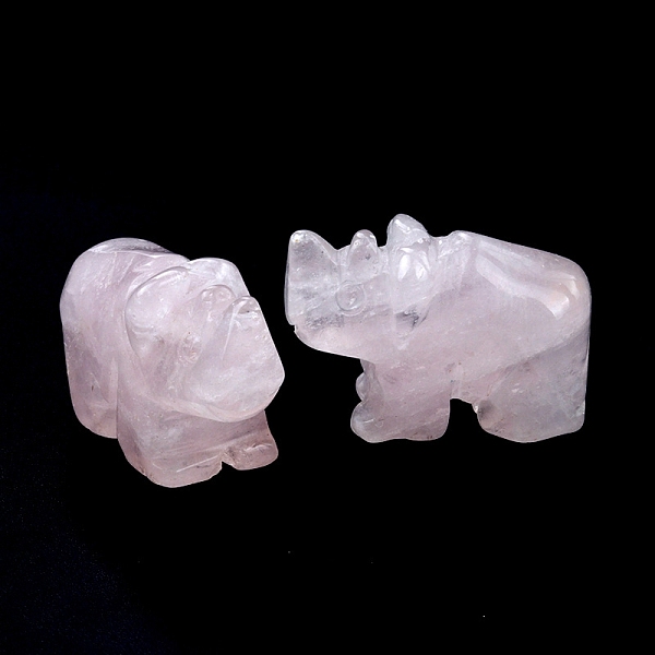 

PandaHall Natural Rose Quartz Carved Healing Rhinoceros Figurines, Reiki Energy Stone Display Decorations, 26x17~20mm Rose Quartz Rhinoceros