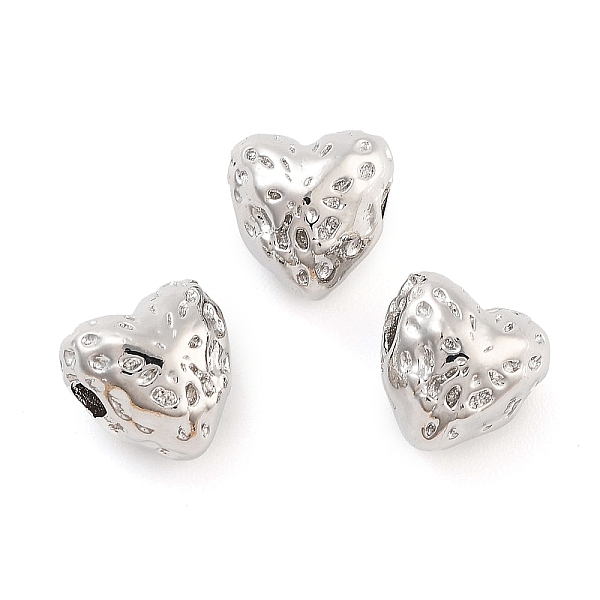 

PandaHall Rack Plating Brass Beads, Cadmium Free & Lead Free, Long-Lasting Plated, Heart, Platinum, 8x8x6.5mm, Hole: 2mm Brass Heart