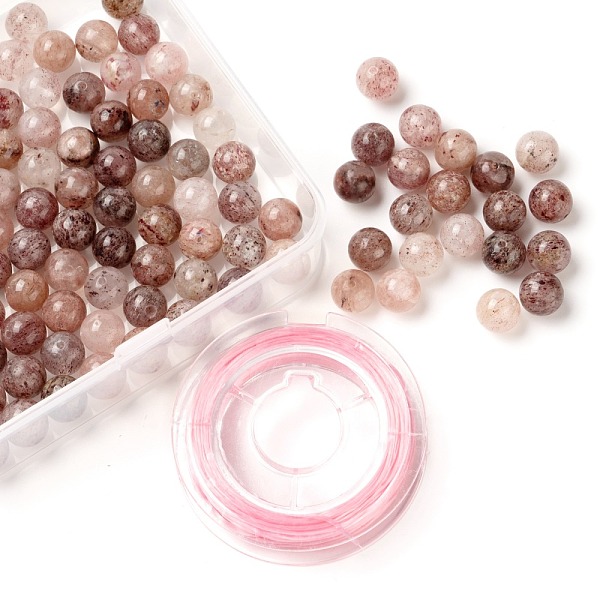 

PandaHall 100Pcs 8mm Natural Strawberry Quartz Round Beads, with 10m Elastic Crystal Thread, for DIY Stretch Bracelets Making Kits, 8mm...