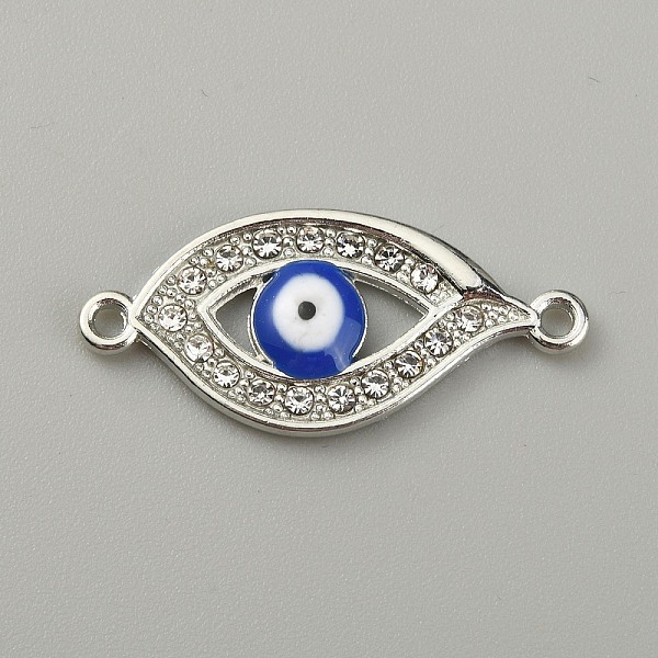 

PandaHall Alloy Enamel Link Connectors, with Crystal Rhinestone, Evil Eye, Silver, Eye Pattern, 12x27x3mm, Hole: 1.5mm Alloy..., Clear