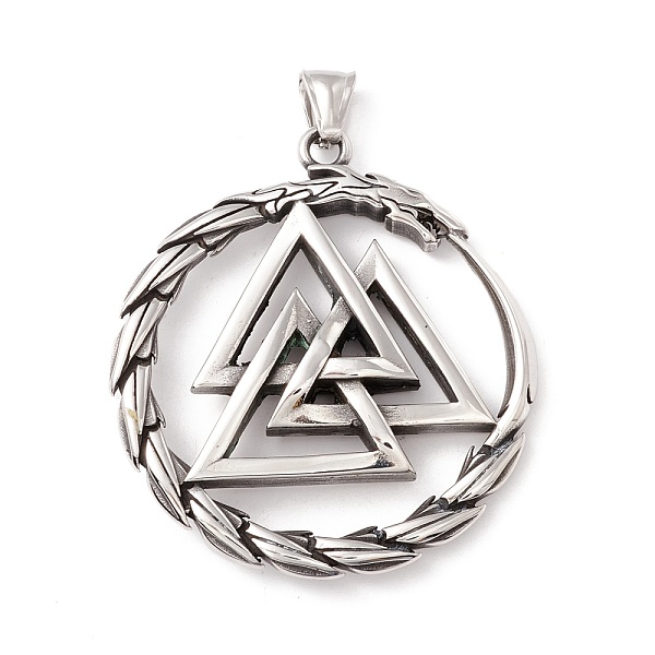 

PandaHall 304 Stainless Steel Pendants, Flat Round with Triangle, Antique Silver, 56x50x8.5mm, Hole: 4~8.5mm 304 Stainless Steel Flat Round