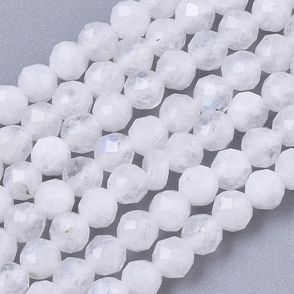 PandaHall Natural Rainbow Moonstone Beads Strands, Round, Faceted, 2mm, Hole: 0.5mm, about 150pcs/strand, 15.55 inch(39.5cm) Rainbow...