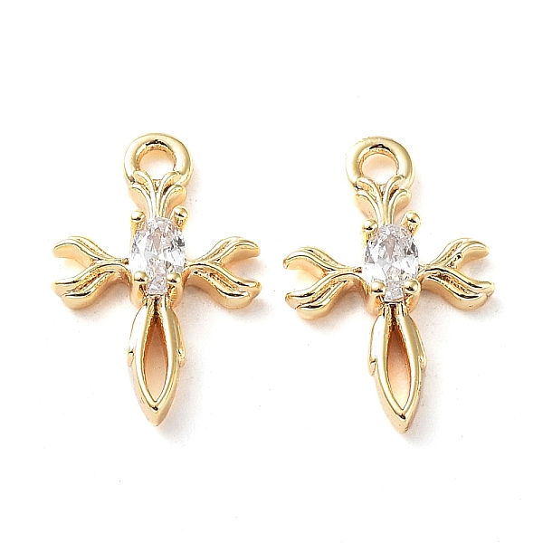 

PandaHall Rack Plating Brass Micro Pave Cubic Zirconia Pendants, Corss Charm, Real 18K Gold Plated, 12x8x3mm, Hole: 1.2mm Brass+Cubic..., Clear