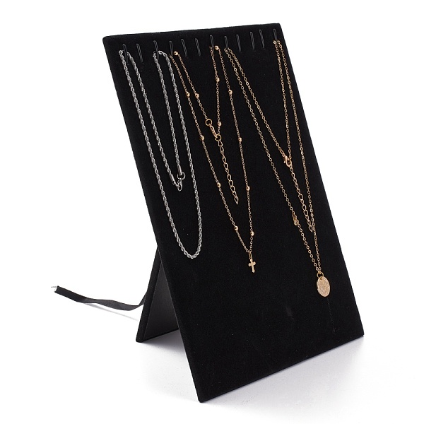 PandaHall Wood Jewelry Necklace Display Planks, with Velvet, Rectangle, Black, 250x200x4mm Velvet Black