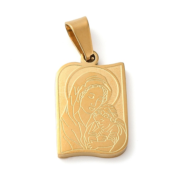 

PandaHall Mother's Day Theme Vacuum Plating 304 Stainless Steel Pendants, Rectangle with Child & Mother Charms, Golden, 20x13x2mm, Hole..., Gold