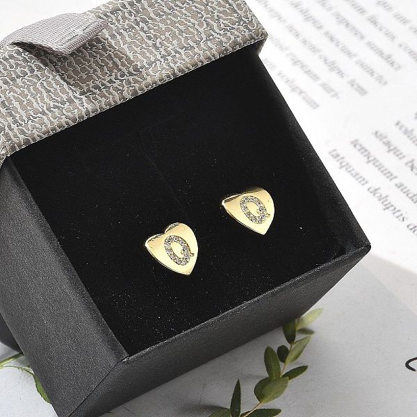 Aretes de corchete de circonita cúbica transparente con micro pavé de latón enchapado en cremallera