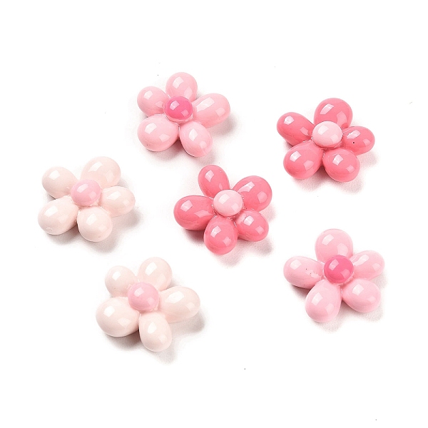 

PandaHall Opaque Resin Cabochons, 5-Petal Flower, Mixed Color, 18.5x19.5~20x7.5mm Resin Flower Multicolor