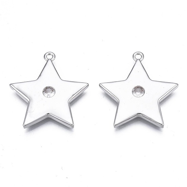 

PandaHall Brass Micro Pave Clear Cubic Zirconia Pendants, Nickel Free, Star, Platinum, 27x25.5x2.5mm, Hole: 1.6mm Brass+Cubic Zirconia Star...