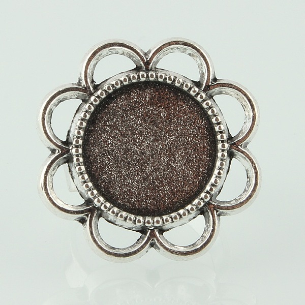 

PandaHall Vintage Adjustable Iron Finger Ring Components Alloy Flower Cabochon Bezel Settings, Cadmium Free & Lead Free, Antique Silver...