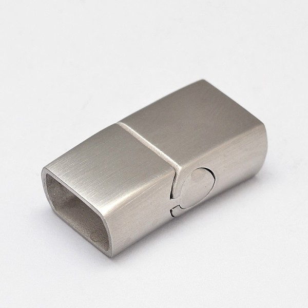 

PandaHall 304 Stainless Steel Magnetic Clasps with Glue-in Ends, Frosted, Rectangle, Stainless Steel Color, 25x13x8mm, Hole: 6x11.5mm 304...