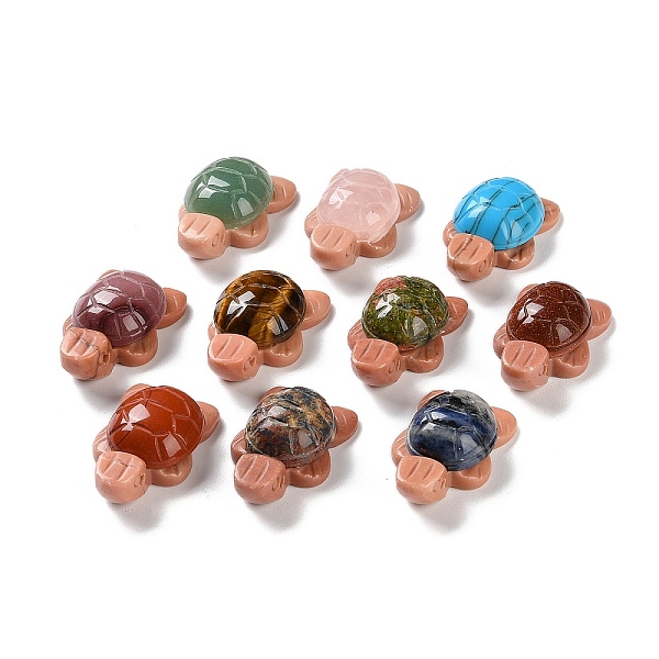 

PandaHall Mixed Gemstone & Natural Rhodonite Tortoise Beads, Top Drilled, 36x21x12mm, Hole: 2mm Mixed Stone Tortoise