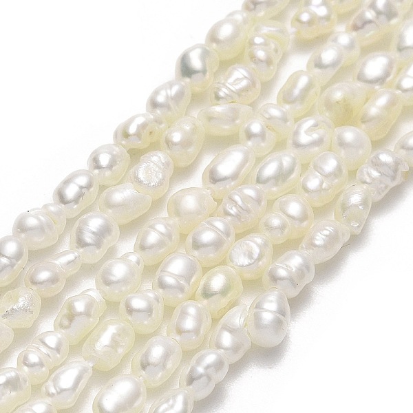 PandaHall Natural Cultured Freshwater Pearl Beads Strands, Rice, Linen, 3.5~6.5x2.5~3.5mm, Hole: 0.5mm, about 92~96pcs/strand...