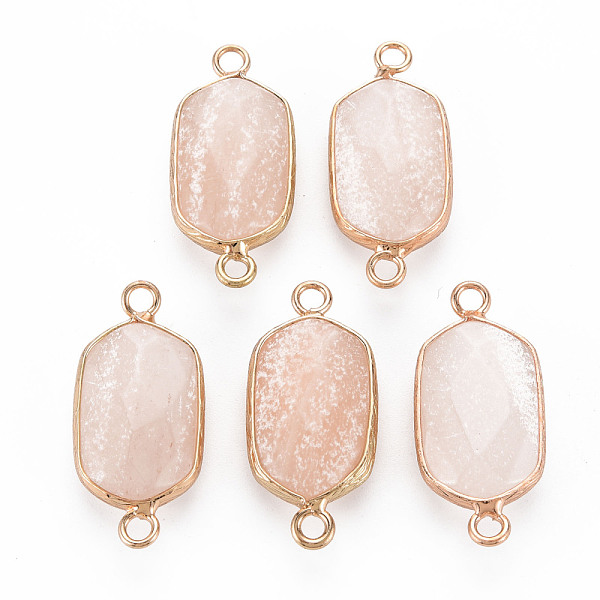 

PandaHall Natural Rose Quartz Link Connectors, with Golden Plated Brass Edge and Loop, Faceted, Oval, 29x13x6~7mm, Hole: 2mm Rose Quartz...
