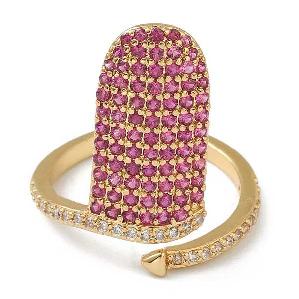 

PandaHall Brass Cubic Zirconia Cuff Rings, Open Rings, Red, Inner Diameter: 16.5mm Brass+Cubic Zirconia Red
