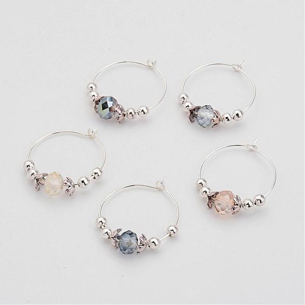 

PandaHall Glass Beads Wine Glass Charms, with Brass Hoop and Metal Findings, Mixed Color, 29x26x0.8mm Glass Multicolor