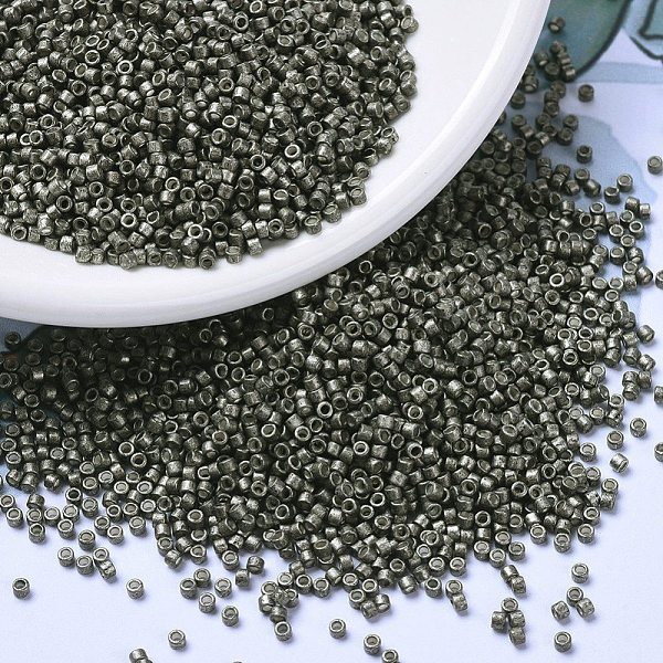 

PandaHall MIYUKI Delica Beads, Cylinder, Japanese Seed Beads, 11/0, (DB1186) Galvanized Semi-Frosted Graphite, 1.3x1.6mm, Hole: 0.8mm, about..., Gray