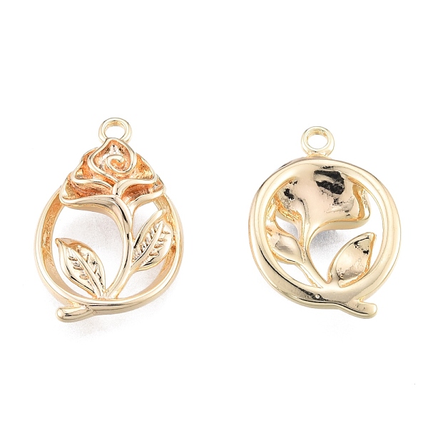 

PandaHall Brass Pendants, Cadmium Free & Nickel Free & Lead Free, Rose, Real 18K Gold Plated, 18x12x3.5mm, Hole: 1.2mm Brass Flower