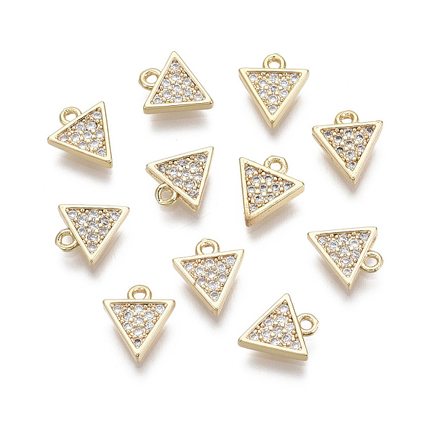 

PandaHall Brass Micro Pave Clear Cubic Zirconia Charms, Nickel Free, Triangle, Real 18K Gold Plated, 9x7.5x1.5mm, Hole: 1mm Brass+Cubic...