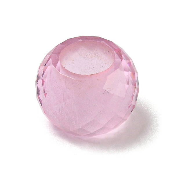 

PandaHall Glass European Beads, Large Hole Beads, Rondelle, Faceted, Pearl Pink, 11x8mm, Hole: 5.5mm Glass Rondelle