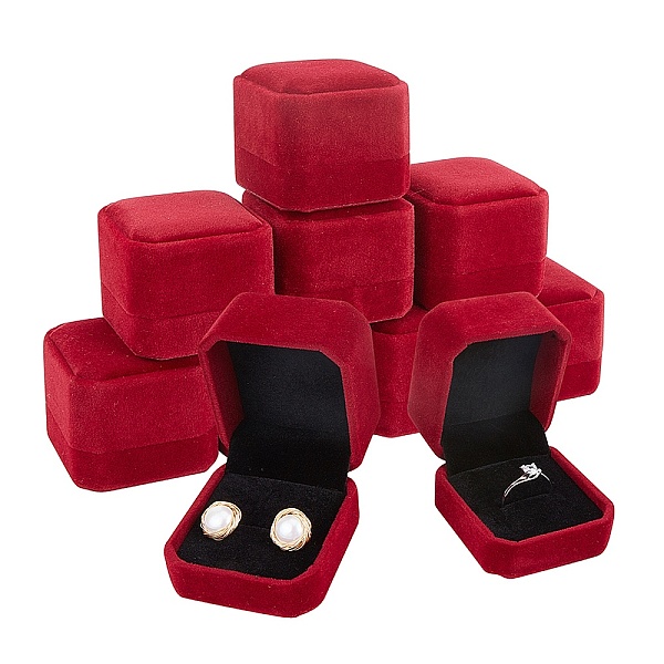 

PandaHall Square Velvet Ring Boxes, Dark Red, 49.5x54.5x41.5mm Velvet Square Red